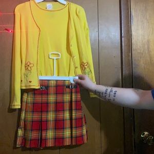 tank top & long sleeve pull over a plaid skirt. Size 10/12